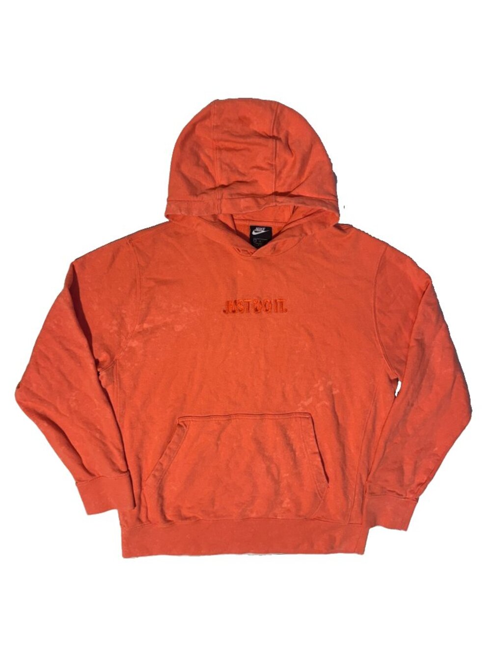 Nike Coral Pink Pullover Hoodie Just Do It Logo Men’s L Acid Wash